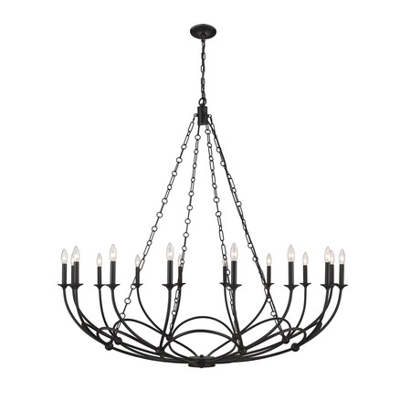 Z-Lite Arabella Chandelier, 16-Light, 55 In.W x 53 In.H, Matte Black/Matte Black 3500-16MB